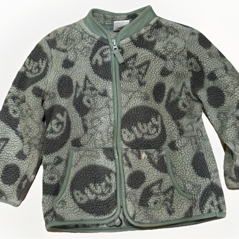 Toddler Bluey Zip Up Fleece 4T Olive Green Sherpa Sweatshirt Jacket Coat